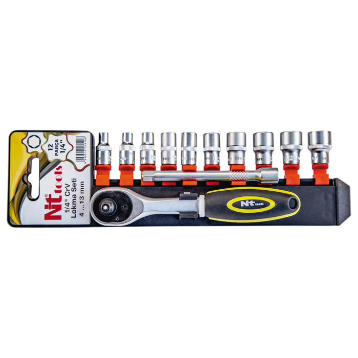 NTTools 12 Parça 1/4inç Altı Köşe CR-V Lokma Seti | CR-V Lokmalar | Hırda Market