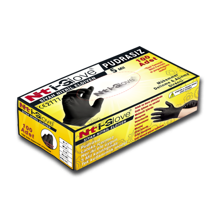 NT-iGlove 5 Mil Siyah Nitril Eldivenler | Nitril Eldivenler | Hırda Market