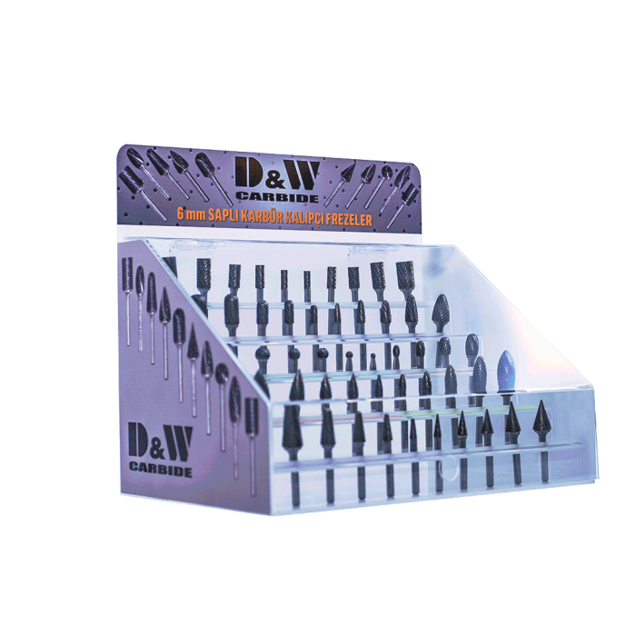 DWCarbide 50 Parça 6 mm. Saplı Karbür Kalıpçı Freze Seti | Karbür Kalıpçı Frezeleri | Hırda Market