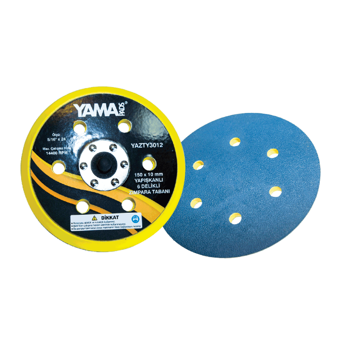 YamaPads 6.0inç 150x10 mm. 6 Delikli Yapışkanlı Zımpara Tabanı | Pads Zımp. Taban ve Polisaj Süng. | Hırda Market