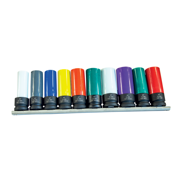 NTTools NT 10 Parça 1/2inç CR-MO Renkli Lokma Seti | CR-MO Lokmalar | Hırda Market